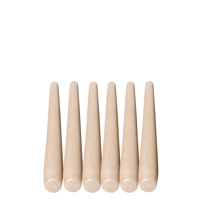 Lot de 6 bougies brossées lin H 25 cm