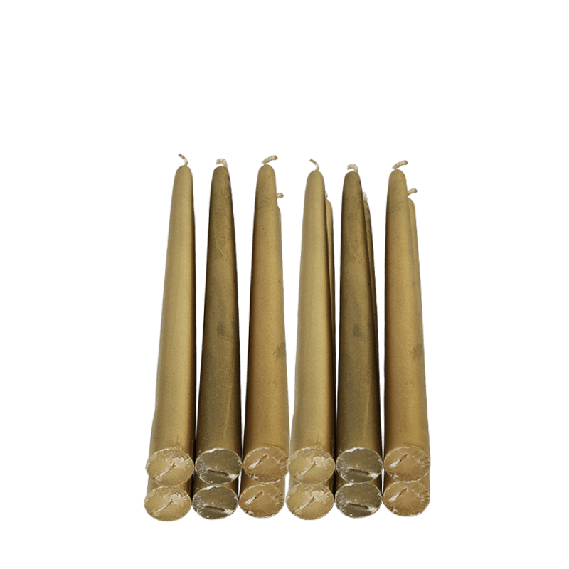 Lot de 12 bougies Classiques Or 30 cm