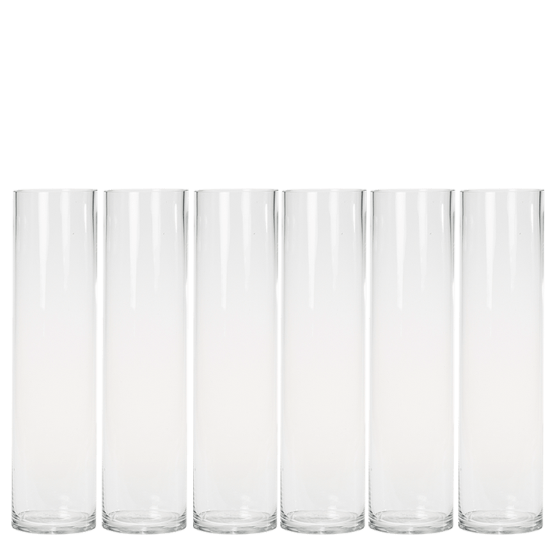 Lot de 6 vases cylindriques en verre Ø 10 cm H 40 cm