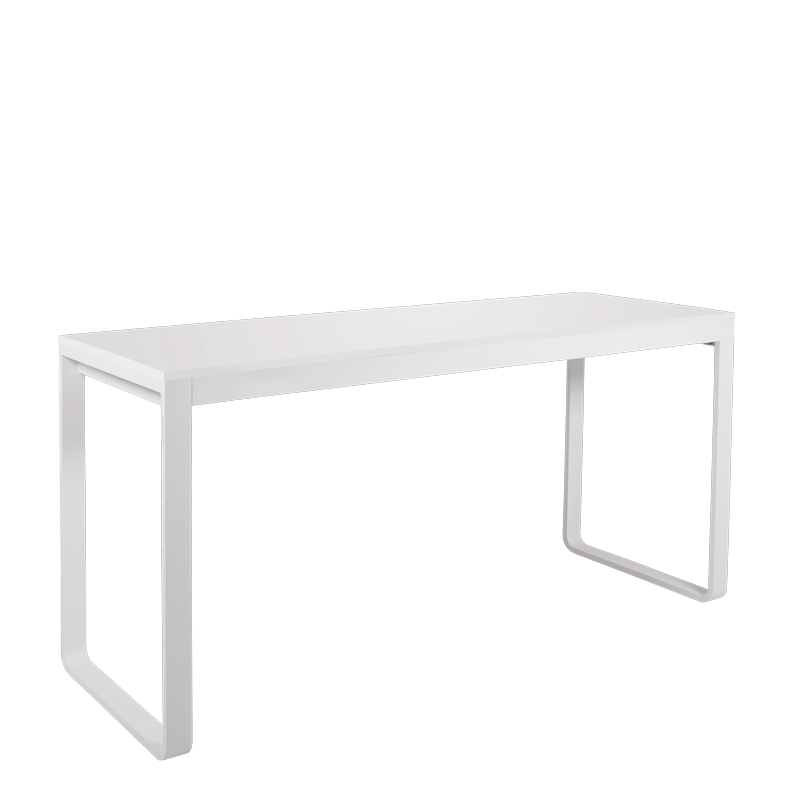 Table haute blanche plateau blanc 80 x 230 cm H 110 cm