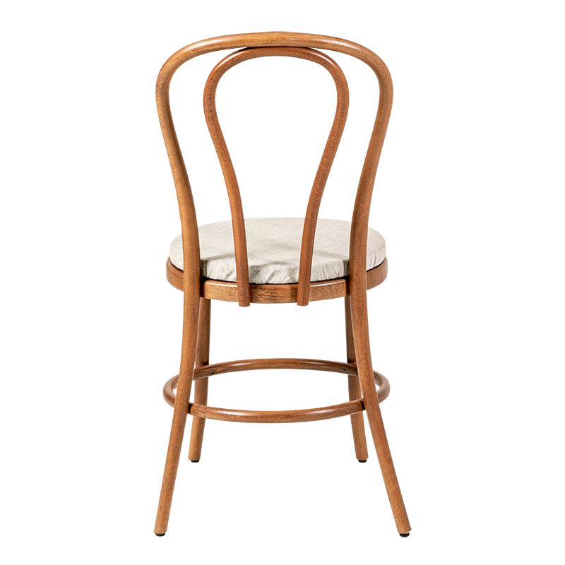 Chaise Bistrot teinte noyer avec galette lin ficelle