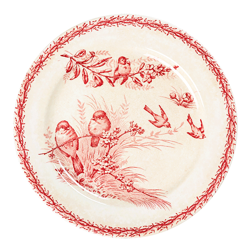 Grande assiette Vintage rouge rose