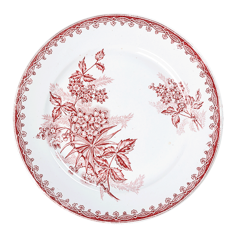 Grande assiette Vintage rouge rose