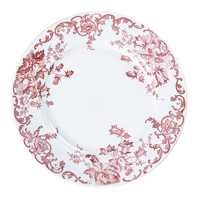 Grande assiette Vintage rouge rose