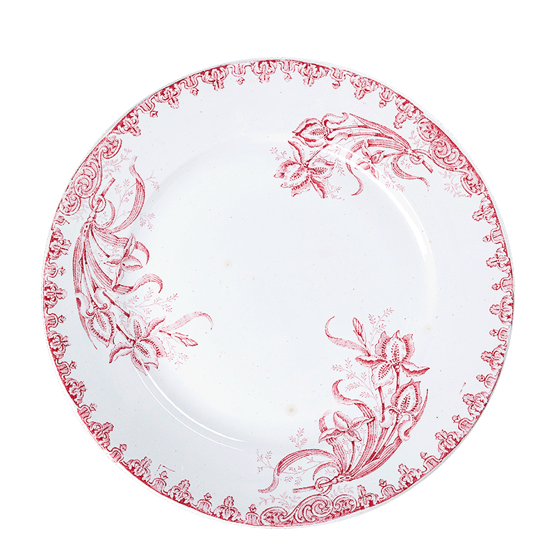 Plat rond Vintage rouge rose