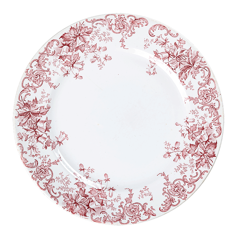 Plat rond Vintage rouge rose