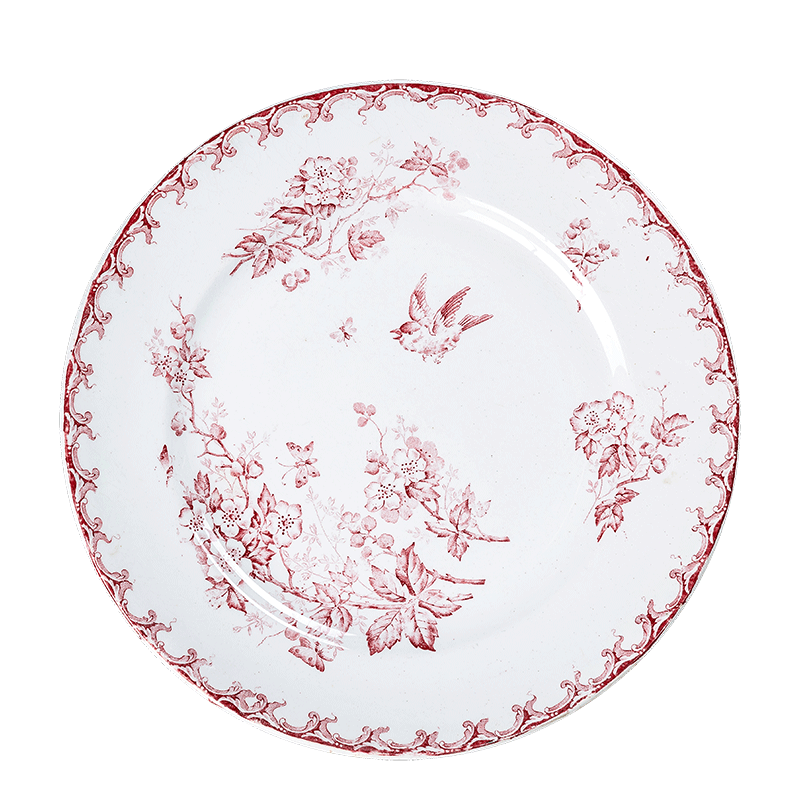 Plat rond Vintage rouge rose