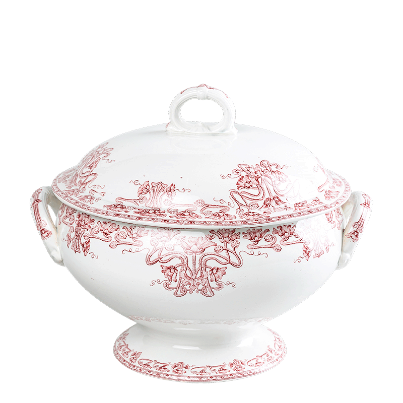 Soupière Vintage rouge rose