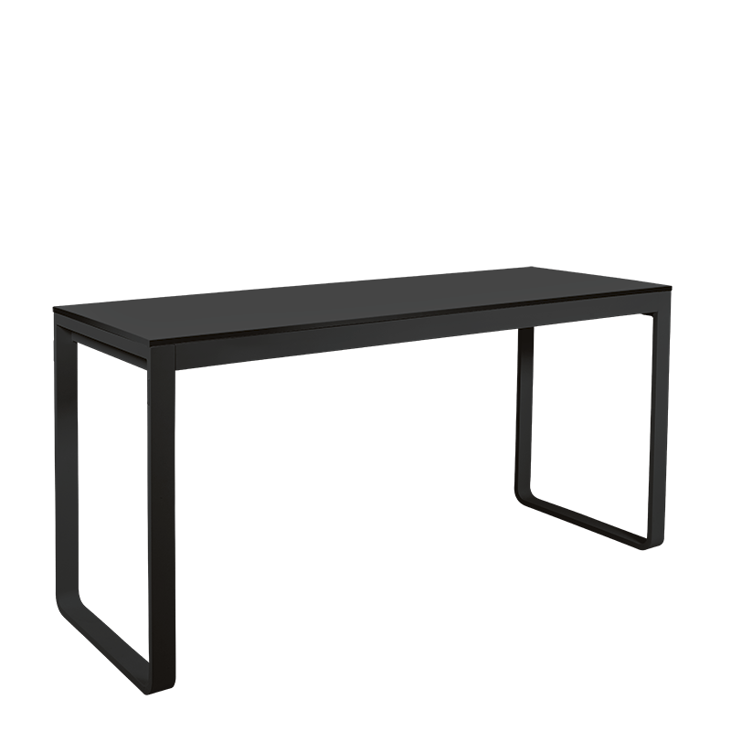 Table haute noire plateau noir 80 x 230 cm H 110 cm