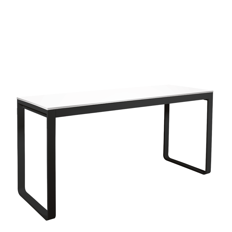 Table haute noire plateau blanc 80 x 230 cm H 110 cm