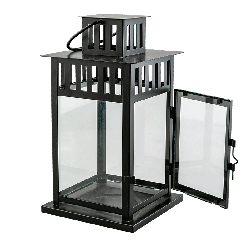 Lanterne acier noir 15 x 15 cm H 28 cm