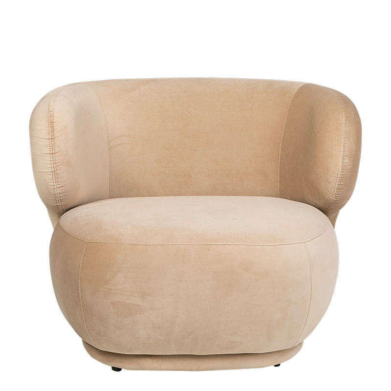 Fauteuil velours Elton taupe 78 x 90 cm H 70 cm