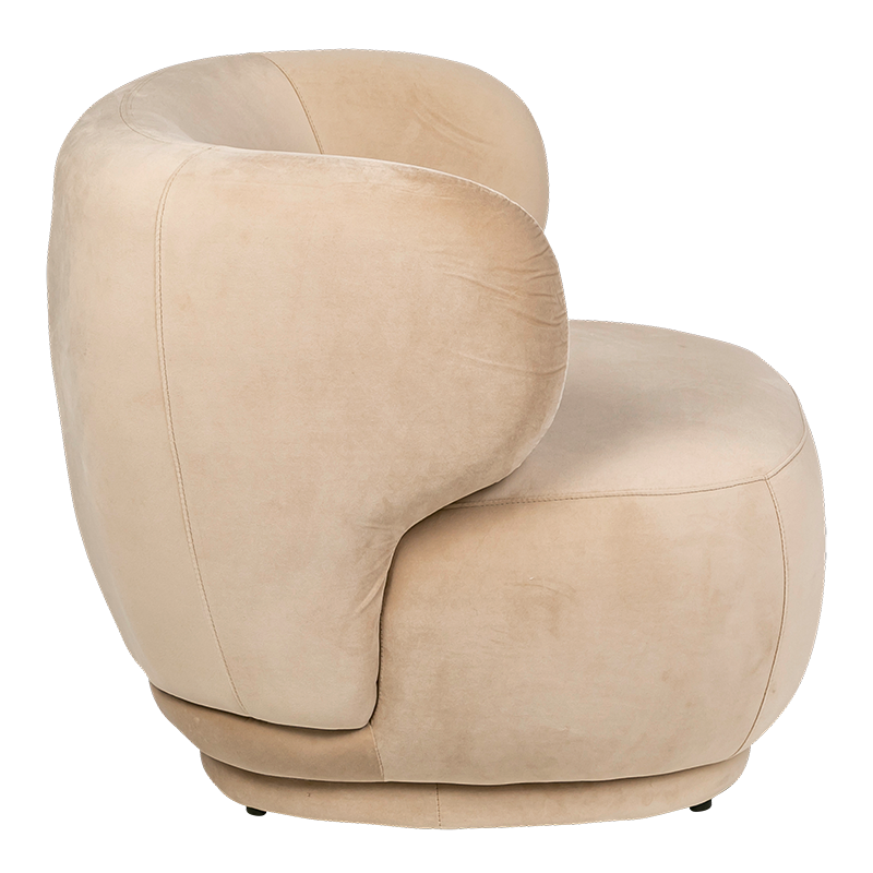 Fauteuil velours Elton taupe 78 x 90 cm H 70 cm