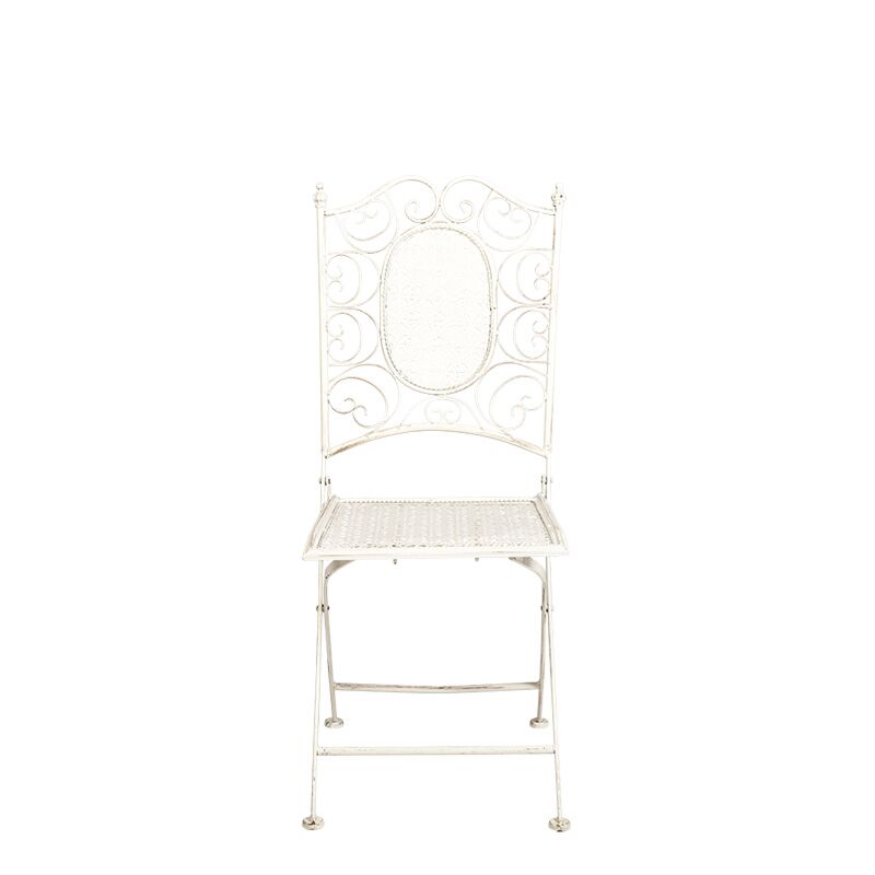 Chaise Chantilly vintage blanche en fer forgé