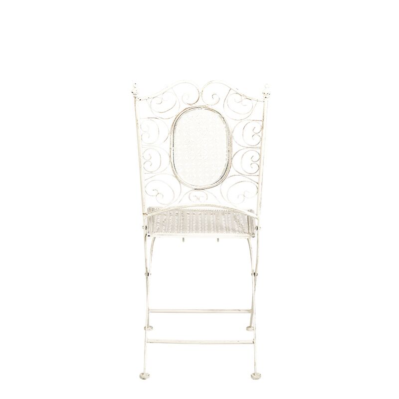 Chaise Chantilly vintage blanche en fer forgé