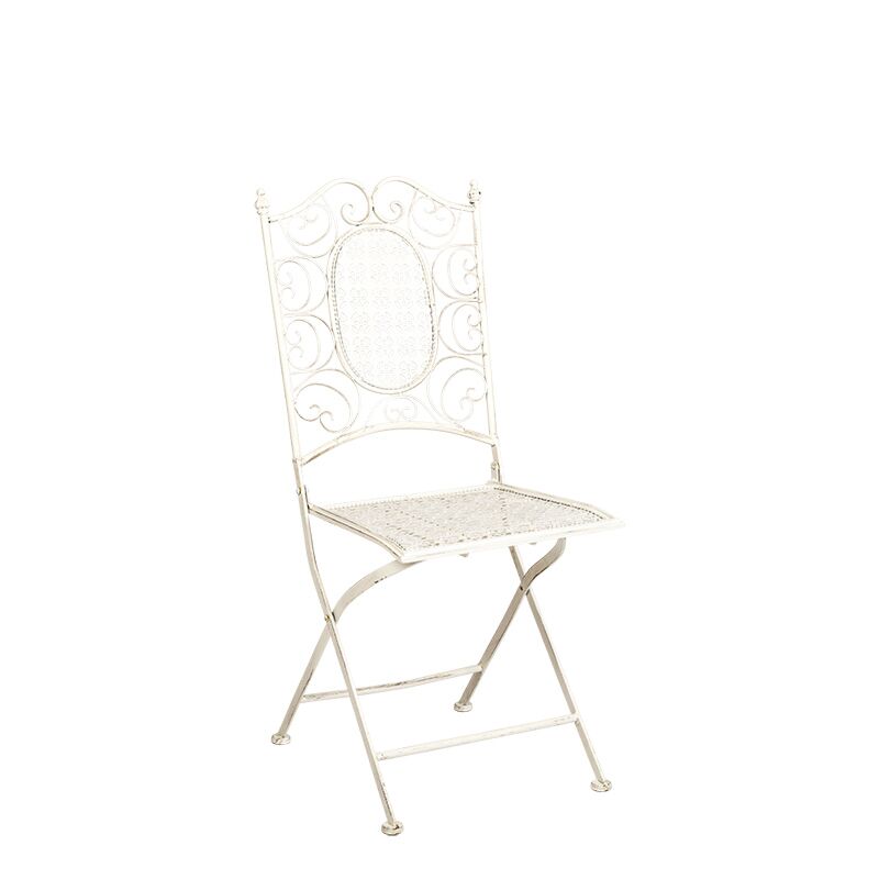 Chaise Chantilly vintage blanche en fer forgé
