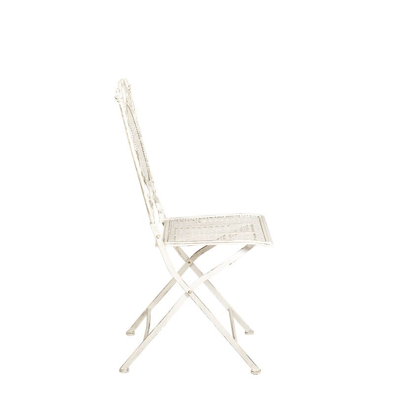 Chaise Chantilly vintage blanche en fer forgé