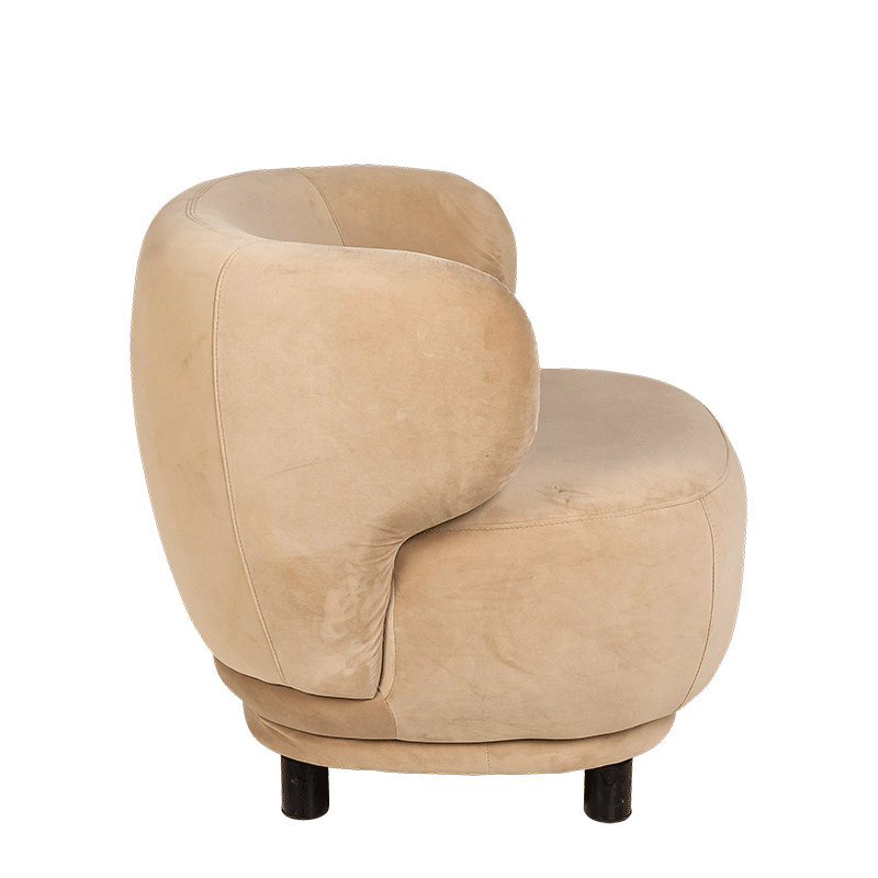 Fauteuil velours Elton taupe avec réhausse 78 x 90 cm H 80 cm