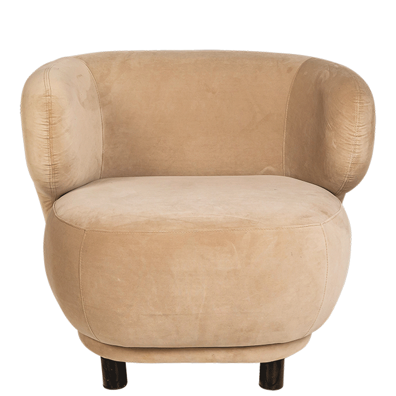 Fauteuil velours Elton taupe avec réhausse 78 x 90 cm H 80 cm