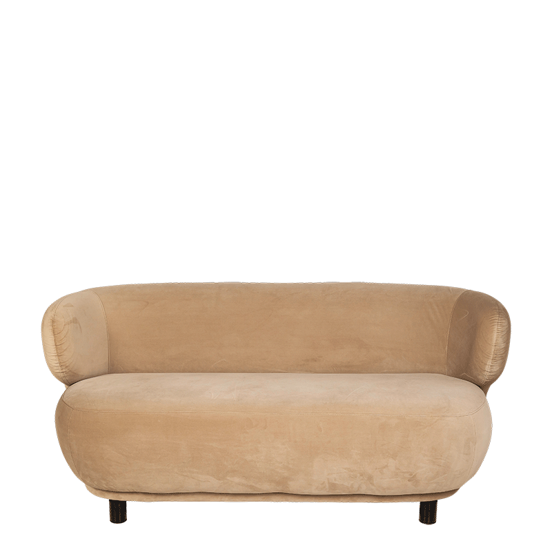 Canapé velours Elton taupe avec réhausse 78 x 170 cm H 80 cm