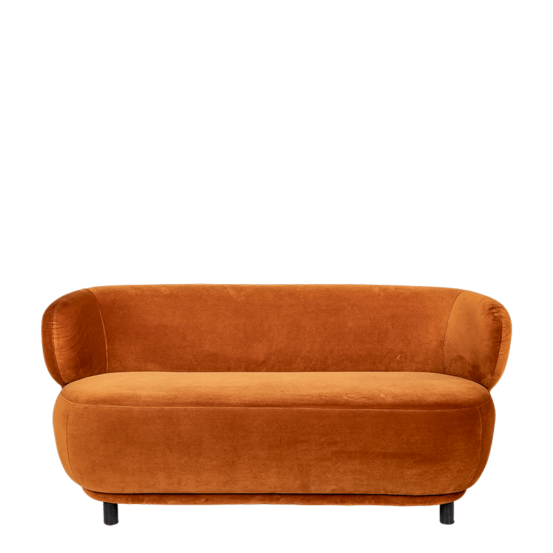 Canapé velours Elton terracotta avec réhausse 78 x 170 cm H 80 cm