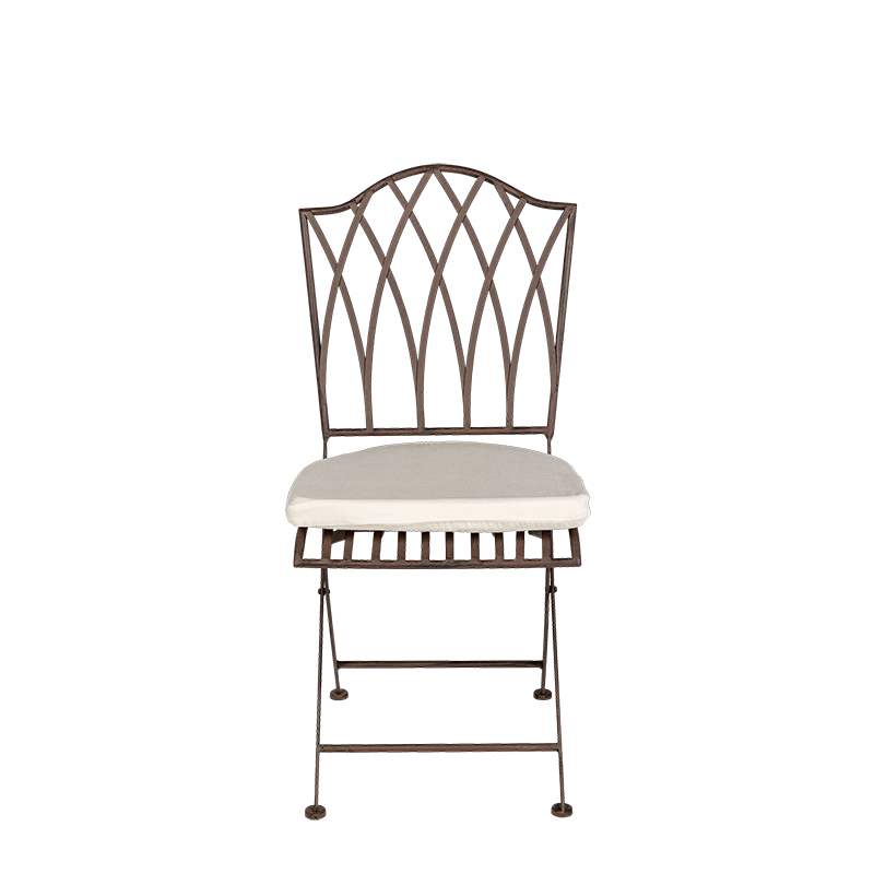 Chaise Florence en fer forgé avec coussin crème
