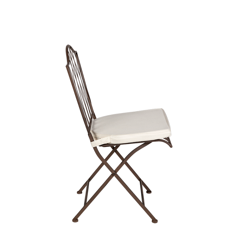 Chaise Florence en fer forgé avec coussin crème