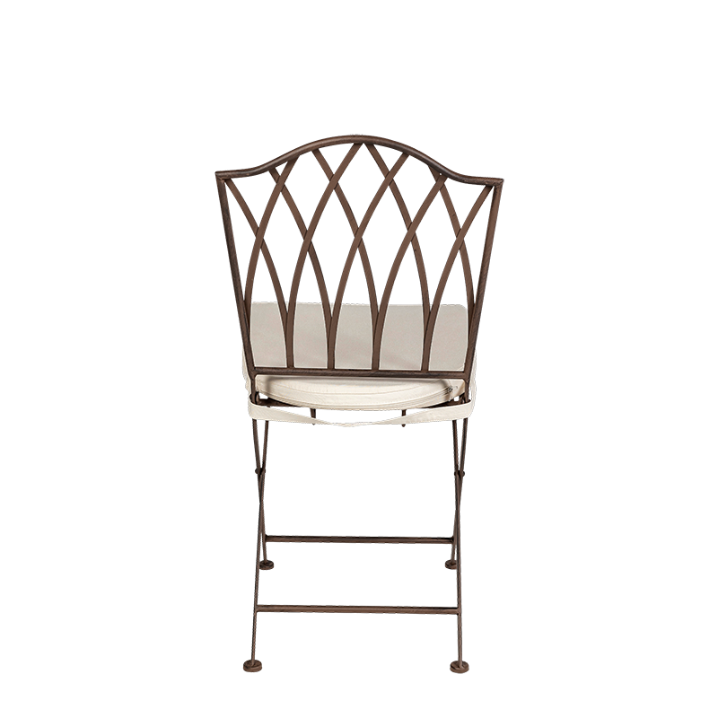 Chaise Florence en fer forgé avec coussin crème