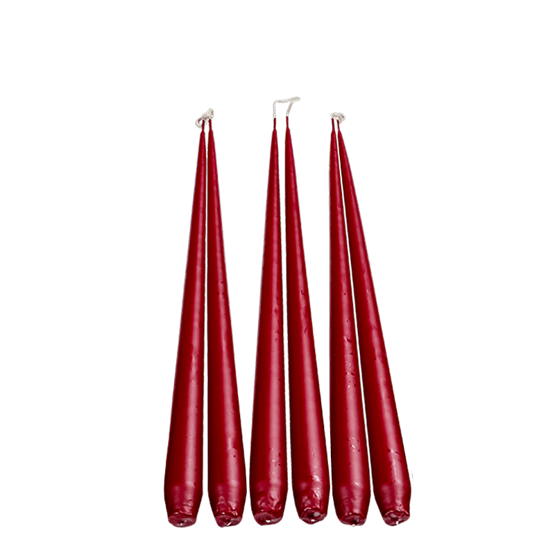 Lot de 6 bougies effilées cassis H 32 cm