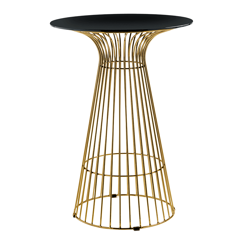 Mange-debout Filo Or plateau noir Ø 65 cm H 104 cm