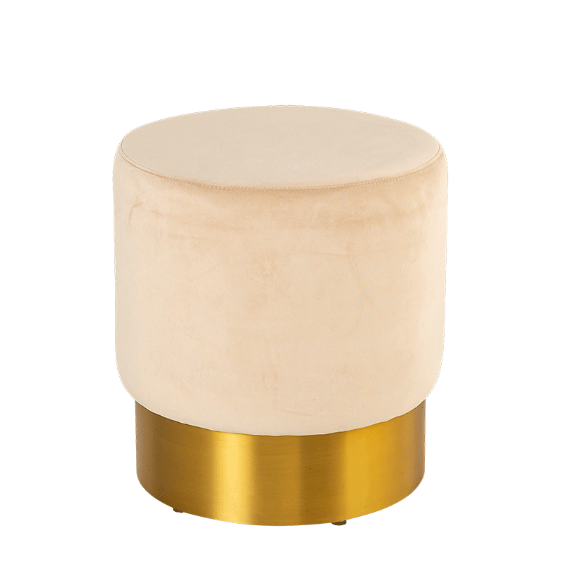 Pouf Luxor velours beige Ø 40 cm H 45 cm