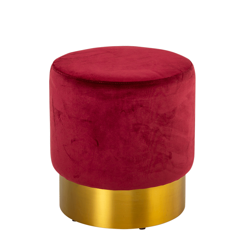 Pouf Luxor velours rouge carmin Ø 40 cm H 45 cm