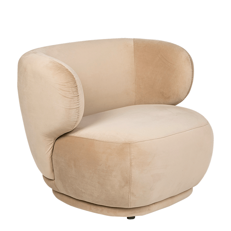 Fauteuil Elton velours taupe M1 78 x 90 cm H 70 cm