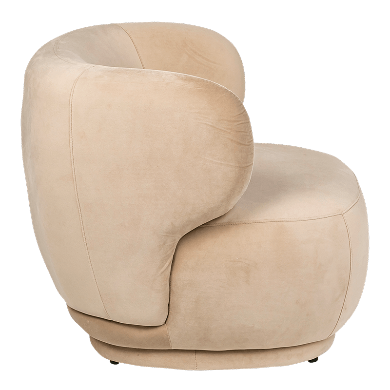 Fauteuil Elton velours taupe M1 78 x 90 cm H 70 cm