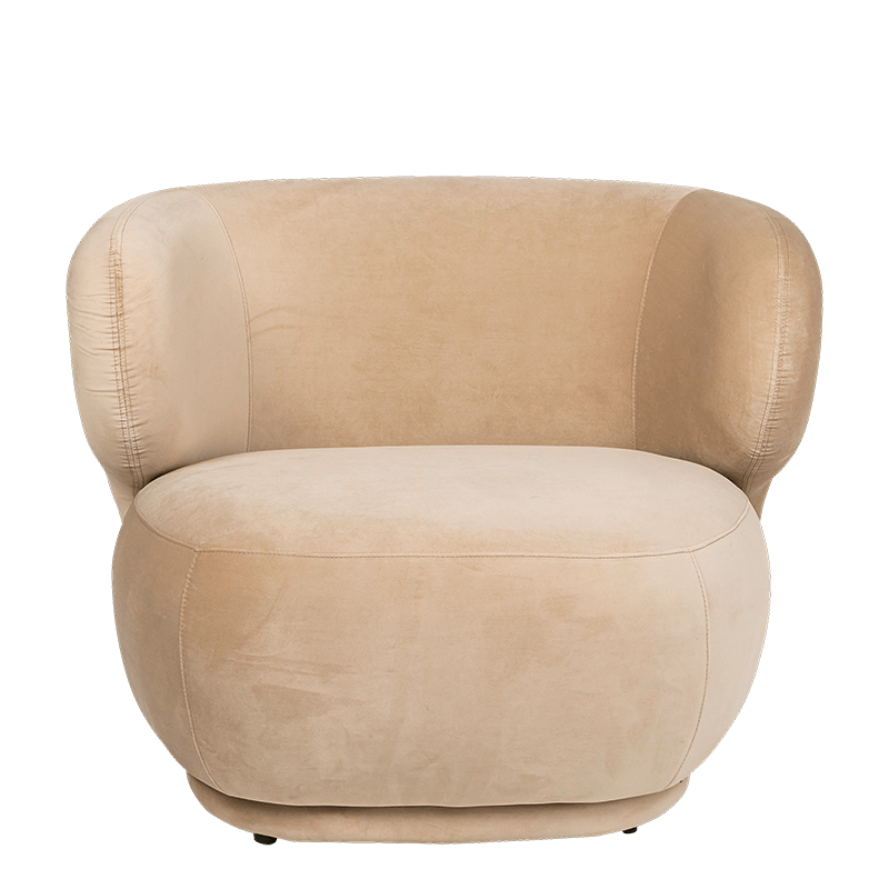 Fauteuil Elton velours taupe M1 78 x 90 cm H 70 cm