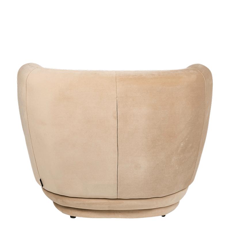 Fauteuil Elton velours taupe M1 78 x 90 cm H 70 cm