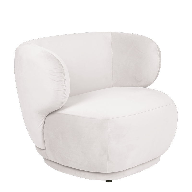 Fauteuil Elton velours blanc cassé M1 78 x 90 cm H 70 cm