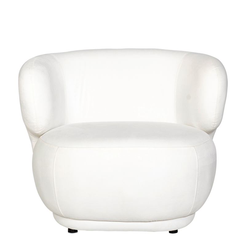 Fauteuil Elton velours blanc cassé M1 78 x 90 cm H 70 cm