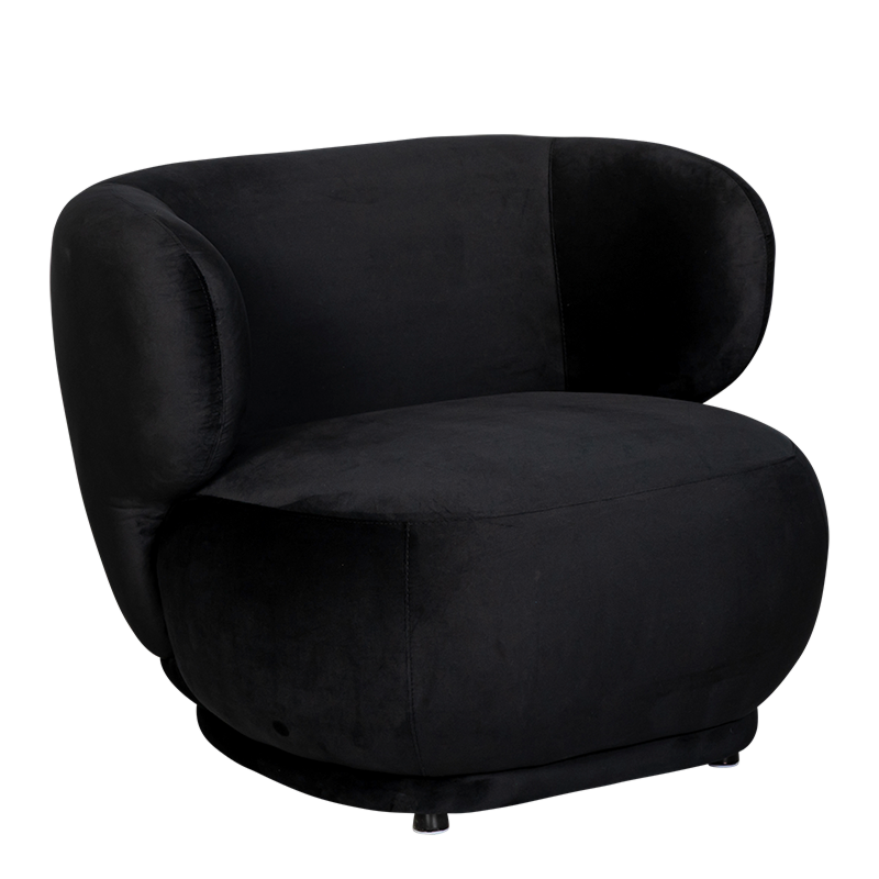 Fauteuil Elton velours noir M1 78 x 90 cm H 70 cm