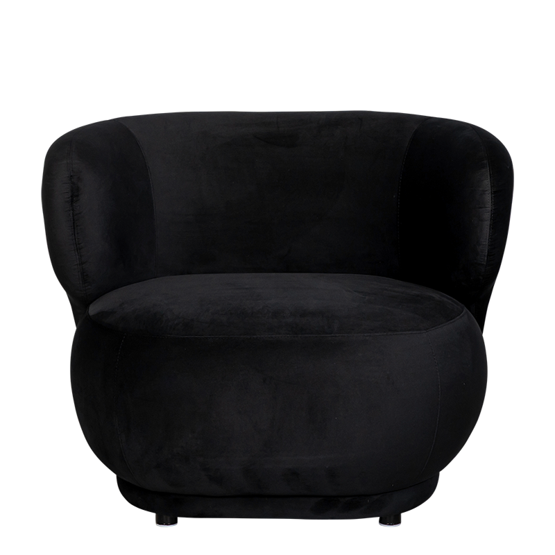 Fauteuil Elton velours noir M1 78 x 90 cm H 70 cm