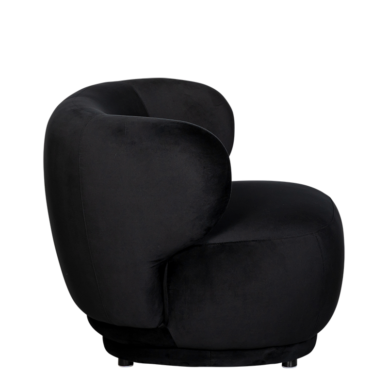 Fauteuil Elton velours noir M1 78 x 90 cm H 70 cm
