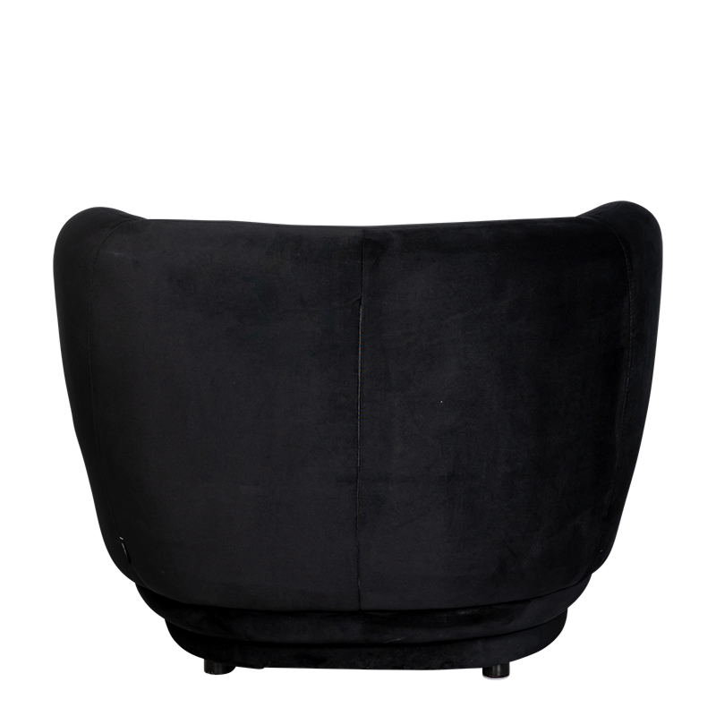 Fauteuil Elton velours noir M1 78 x 90 cm H 70 cm