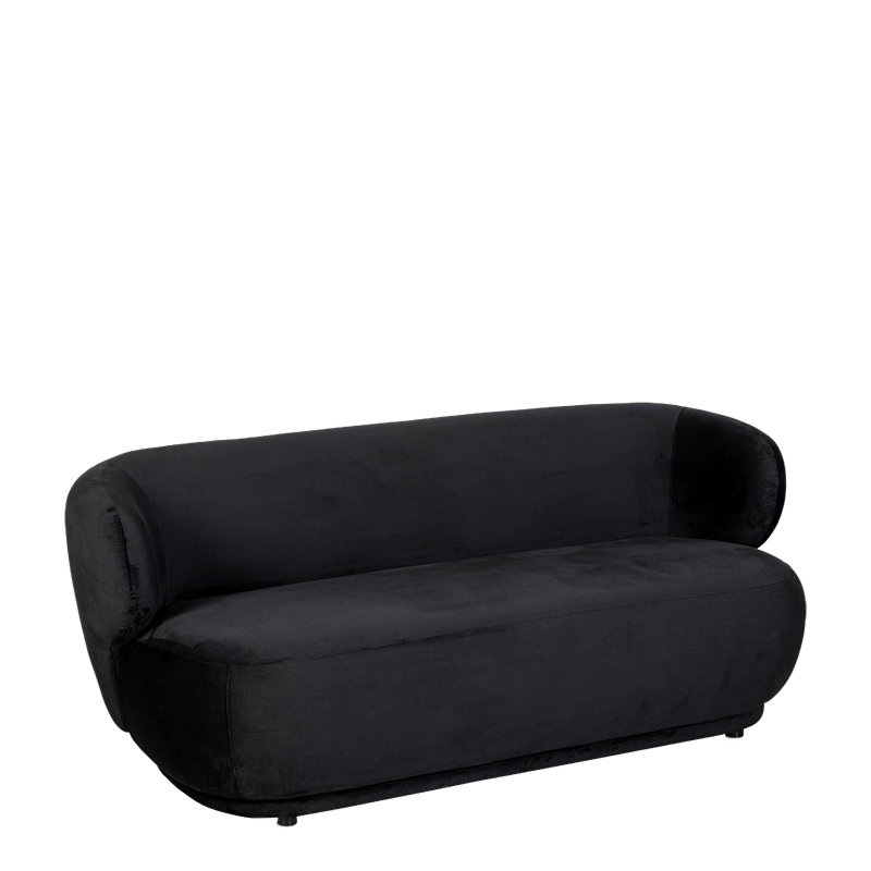 Canapé Elton velours noir M1 78 x 170 cm H 70 cm
