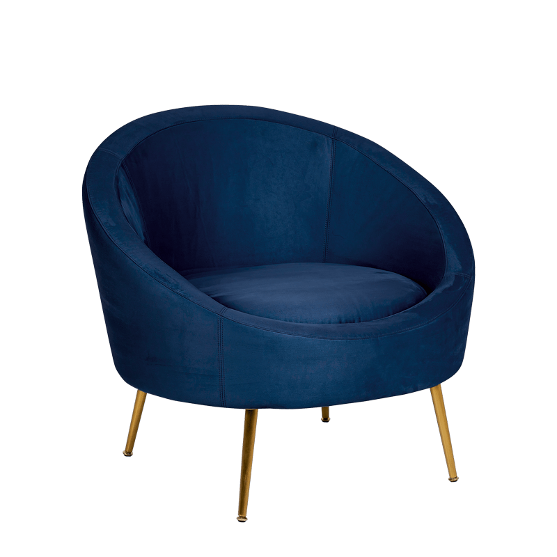 Fauteuil Sofia velours bleu nuit M1 92 x 82 cm H 78 cm