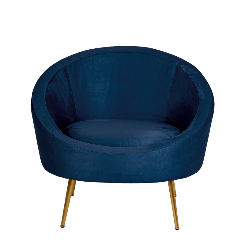 Fauteuil Sofia velours bleu nuit M1 92 x 82 cm H 78 cm