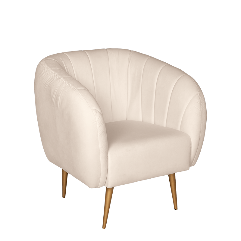 Fauteuil Juliette velours crème M1 78 x 84 cm H 85 cm