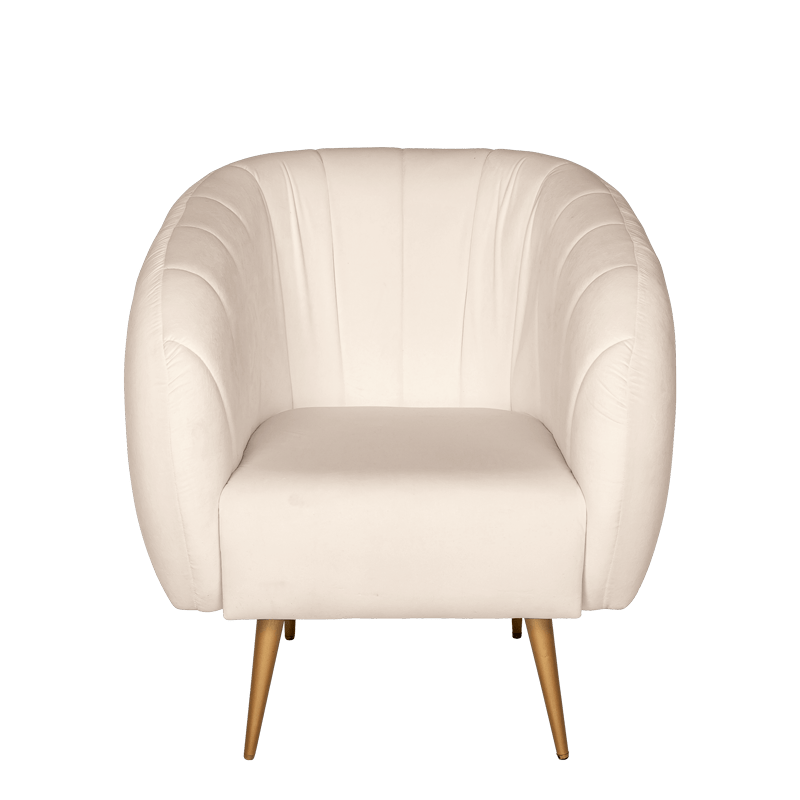Fauteuil Juliette velours crème M1 78 x 84 cm H 85 cm