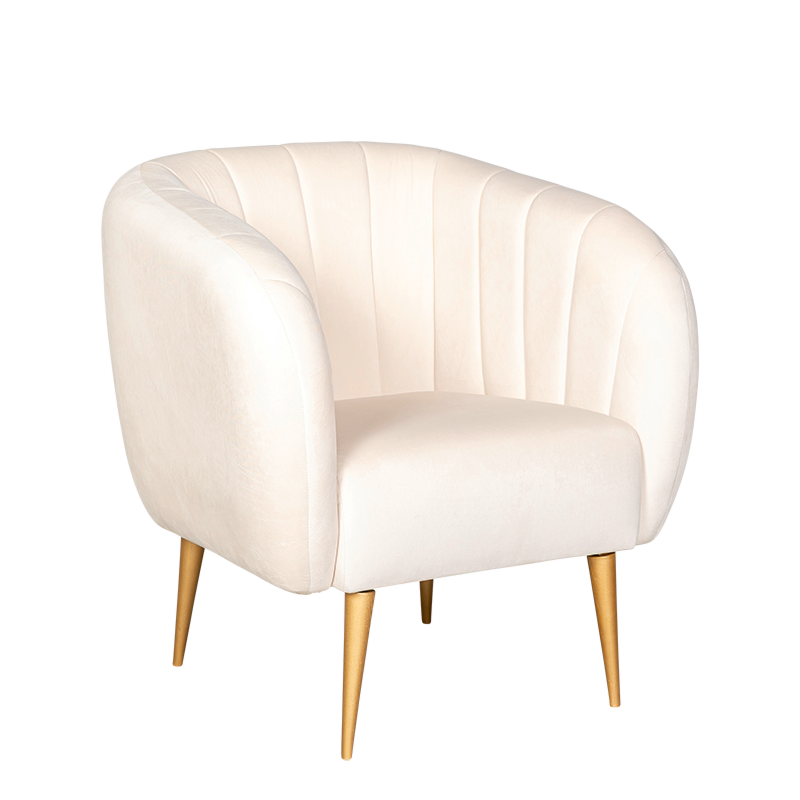 Fauteuil Juliette velours crème M1 78 x 84 cm H 85 cm