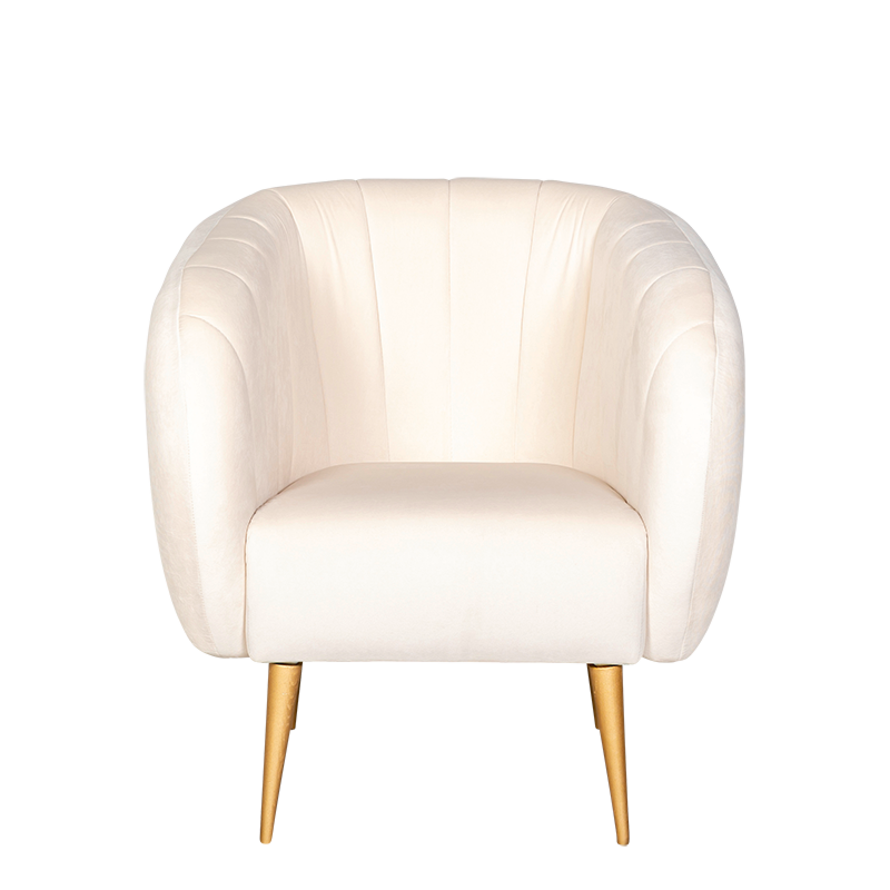 Fauteuil Juliette velours crème M1 78 x 84 cm H 85 cm
