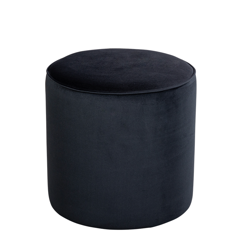 Pouf Preston velours noir M1 Ø 40 cm H 40 cm